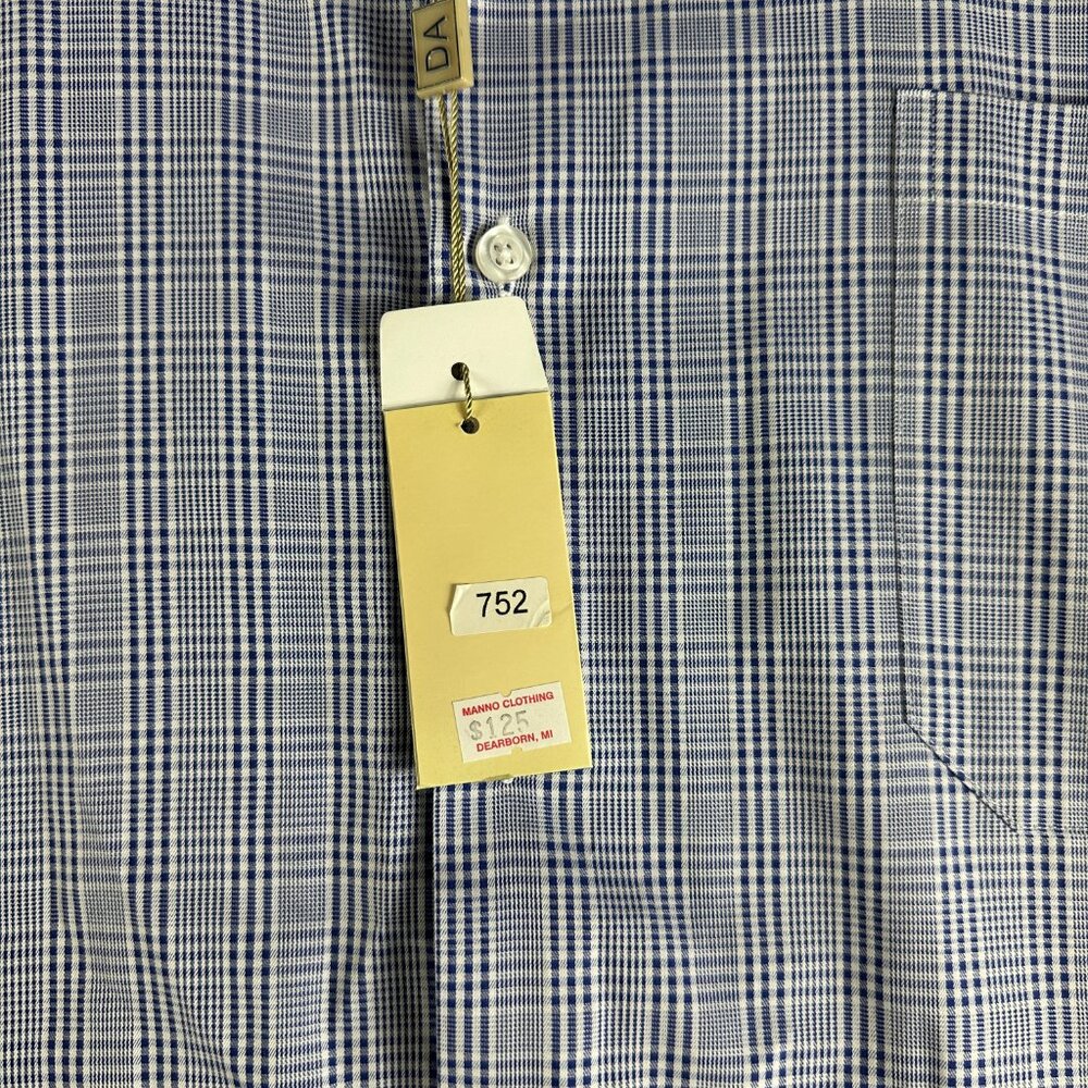 David Alexander Shirt Mens 18 Classic Fit Blue Plaid Cotton Long Sleeve NEW Easy - Picture 4 of 9